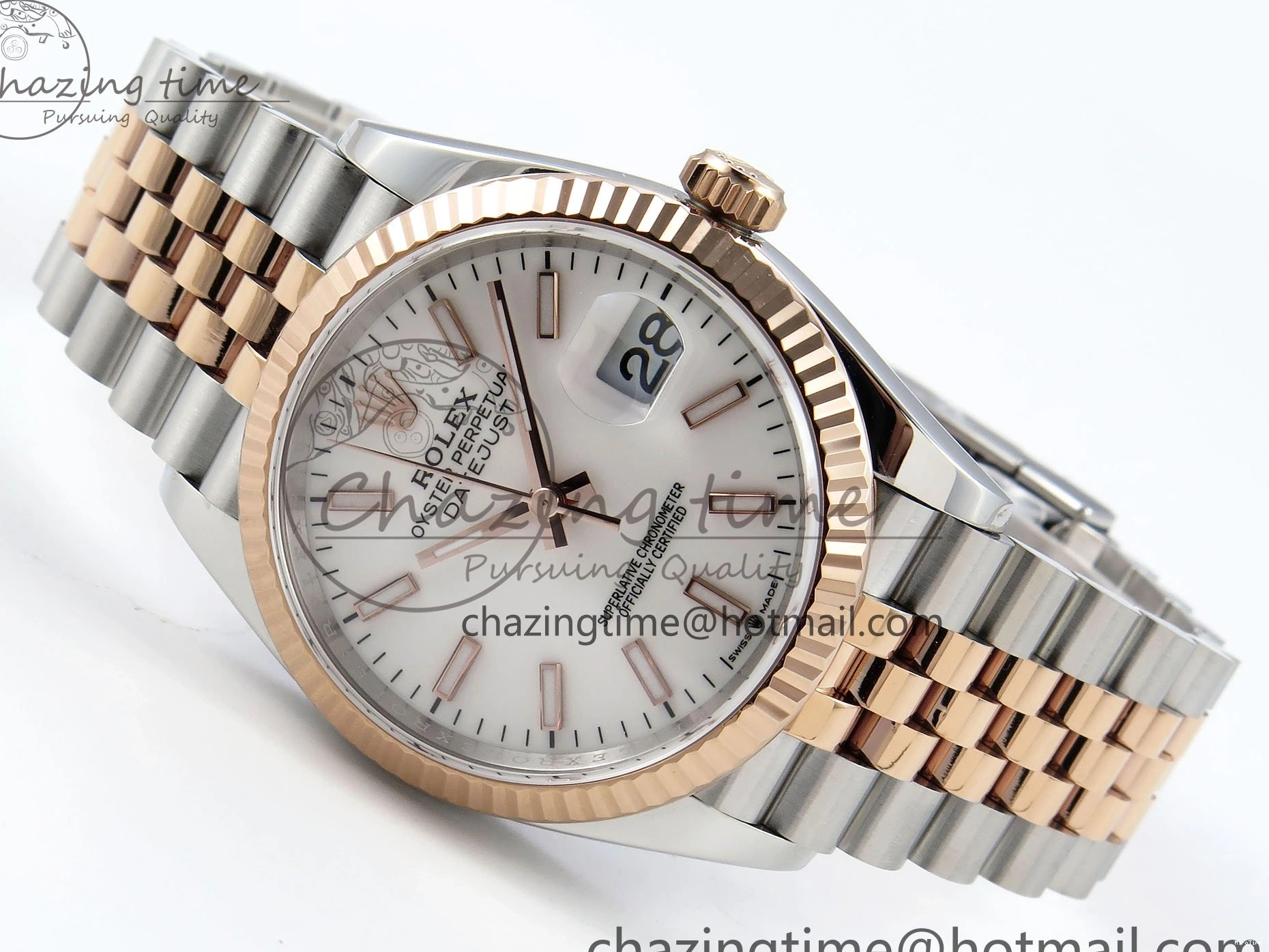 MiroTime 1222 DateJust 36 126231 APF 1:1 Best Edition 904L Steel White Sitck Dial on SS RG Jubilee Bracelet VR OnTrend 1589